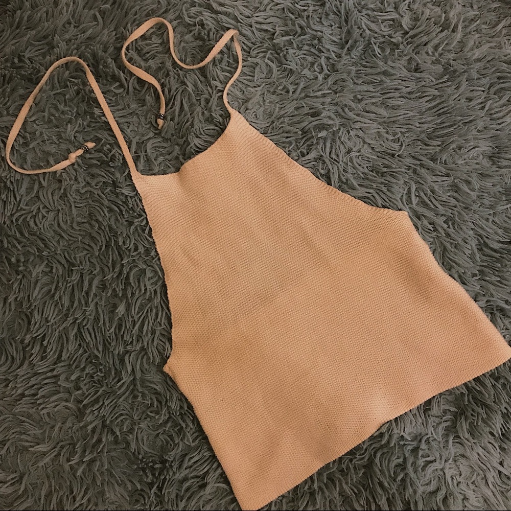 NEW cream knit halter crop top